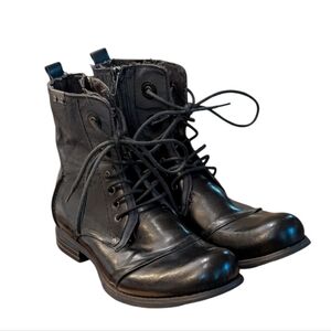 Bunker Tara black leather boot motorcycle military-style combat boots men's 42